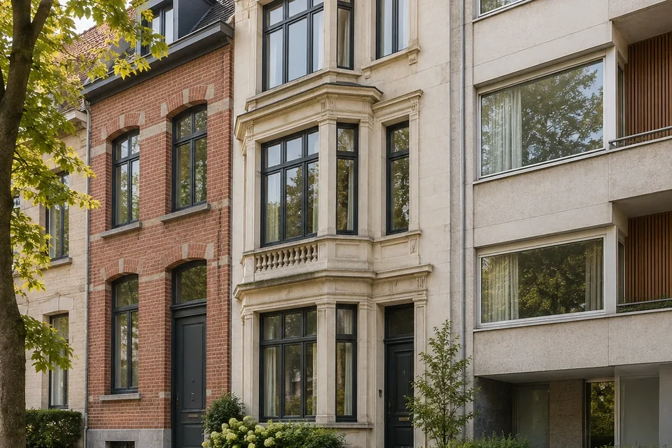 Maisons mitoyennes aux caractéristiques et façades différentes