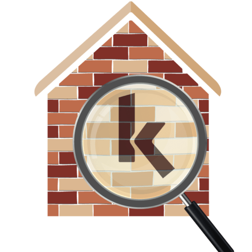 logo keuleers expertises, maison loupe avec k